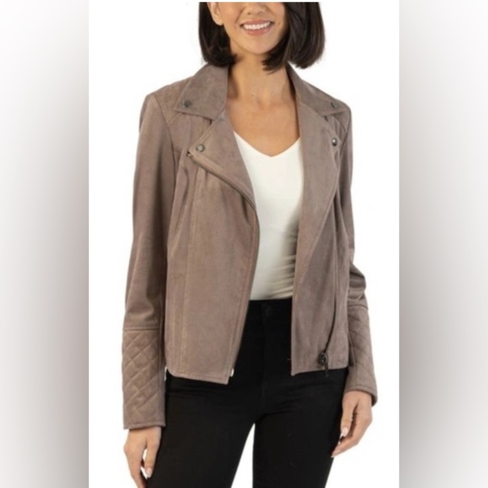 Kut from the Kloth Tan Faux Suede Moto Jacket - Picture 3 of 10